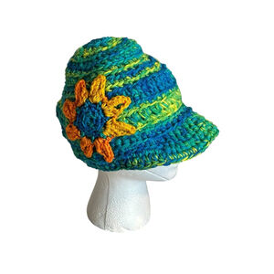 Handmade Crochet Bucket Hat • Colorful Boho Hat • Festival Crochet Cap